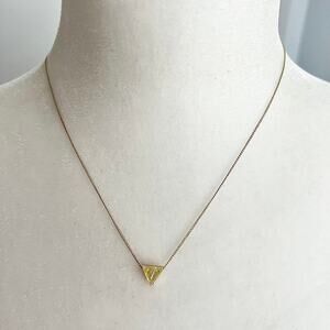 Luna Norte Opalescent Delicate Triangle Pendant Necklace on Gold Tone Chain